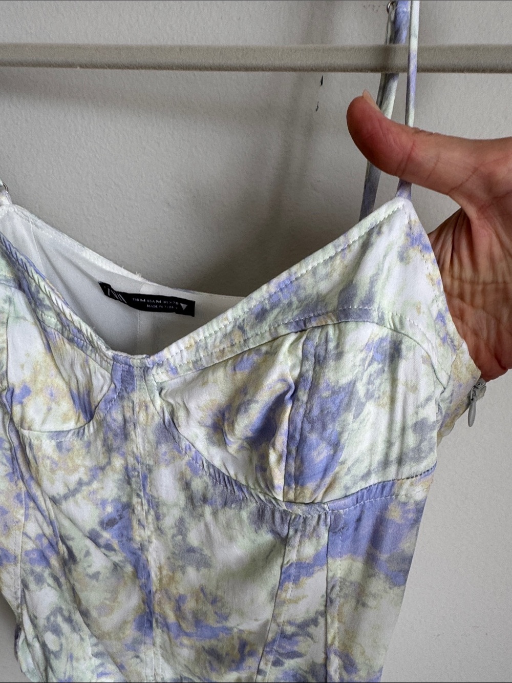 Zara Tie Dye Corset Bodysuit Size M Pastel Lavender Blue Sleeveless - Picture 4 of 11
